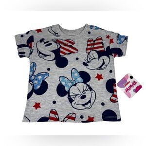 Minnie Mouse Grey Short Sleeve Tee with Patriotic Bow Accents